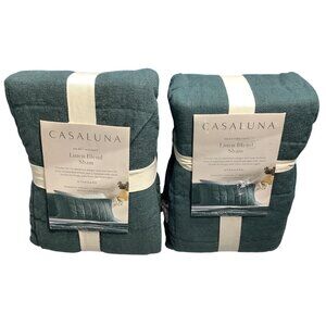 2 Casaluna Standard Sham Heavyweight Linen Blend 20"x26" Machine Wash Dark Teal